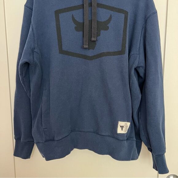 Under Armour Project Rock Mens XL Hoodie Sweatshirt Blood Sweat Respect Blue - Picture 3 of 13
